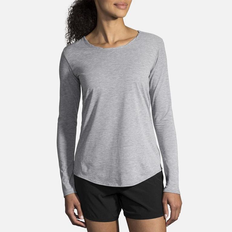 Brooks Distance Women's Long Sleeve Running Shirt - Grey (40859-LECM)